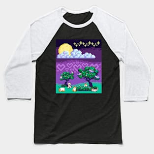 Pixelated Pets at Night Baseball T-Shirt